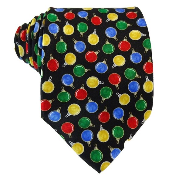 Christmas Silk Tie Necktie Colorful Ornaments - Picture 1 of 3